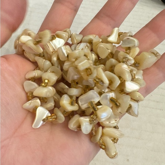 Vintage Artisan Mother of Pearl and Beaded Butterscotch Necklace Handmade - Picture 12 of 16